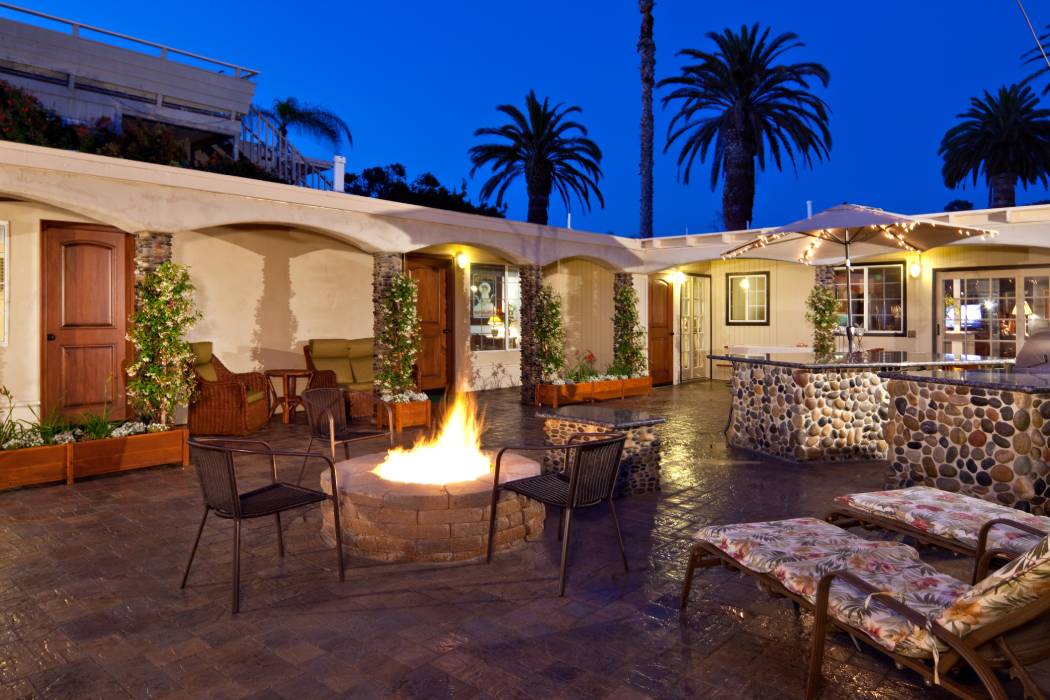 Gorgeous firepit in outdoor living space.