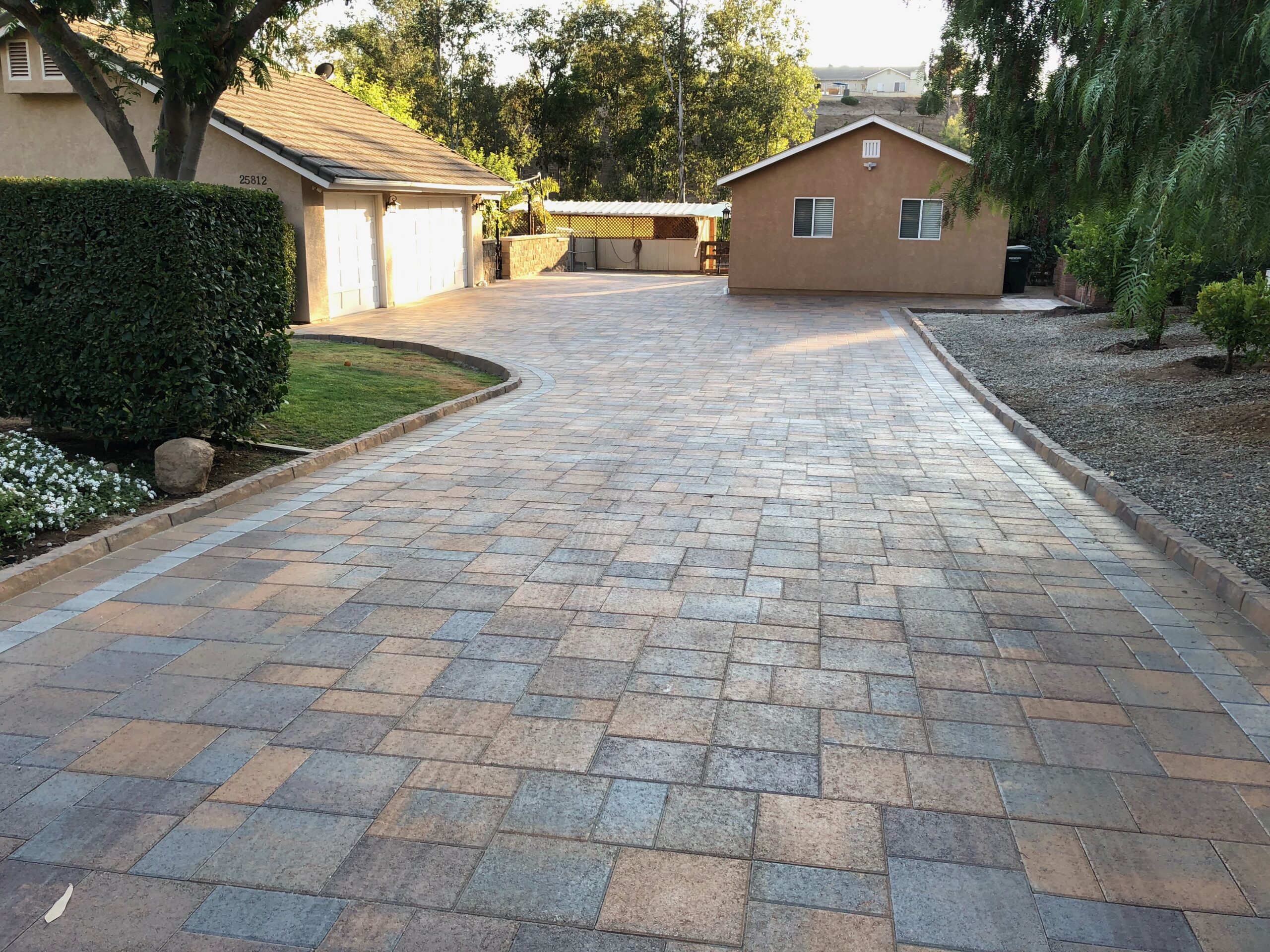 Gorgeous and elegant driveway with new concrete pavers.